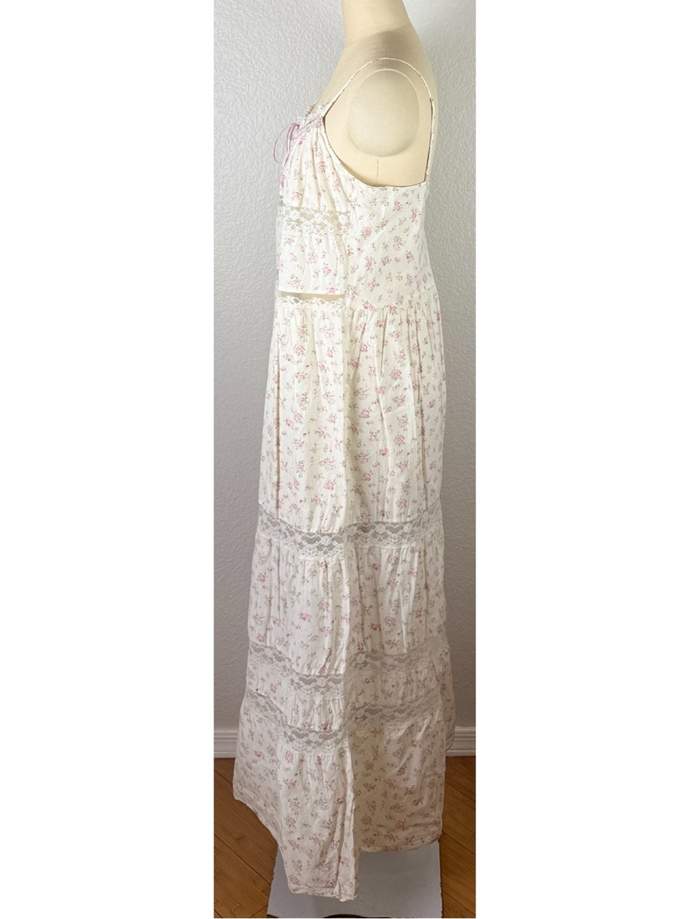 Victoria's Secret Vintage Y2K Floral Print Lace Trim Tiered Maxi Dress Large - Picture 2 of 10